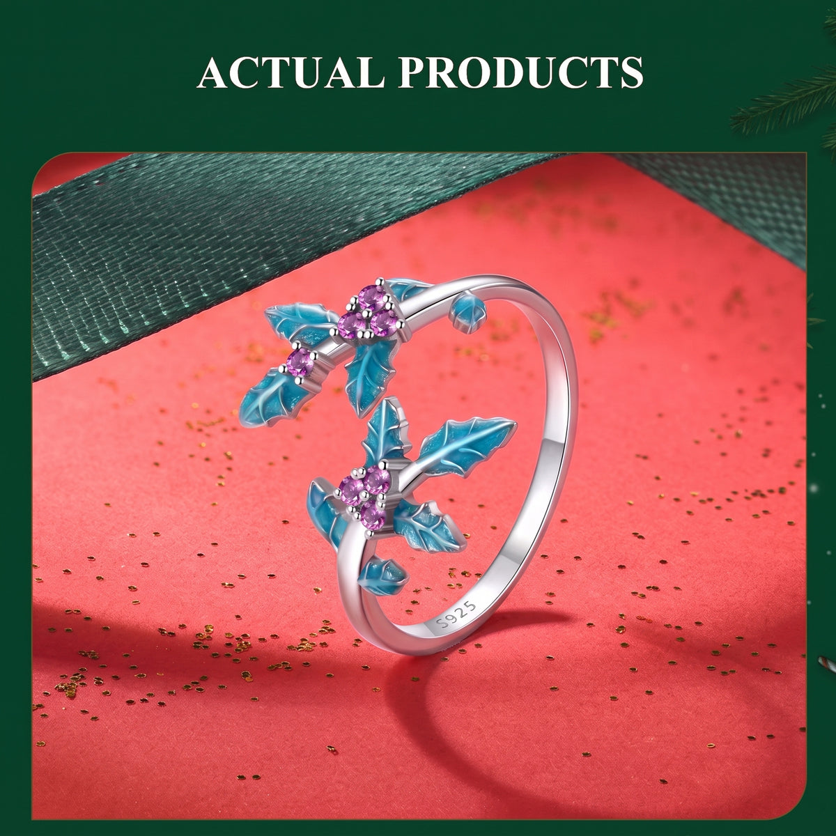 Sterling Silver 925 Christmas Ring — Adjustable